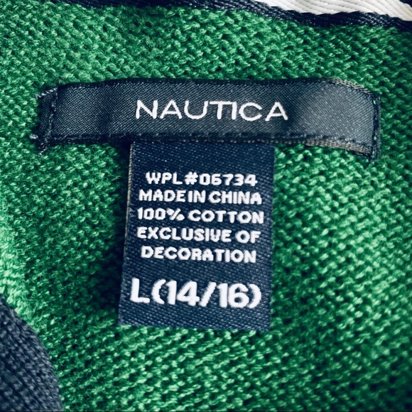 NWT Nautica Quarter Zip Blue/Green Sweater - Picture 6 of 8